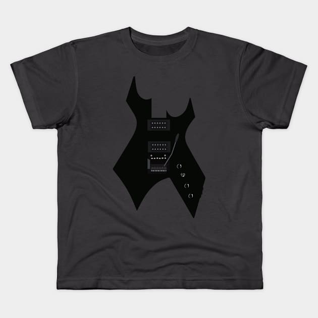 Black Guitar Kids T-Shirt by Squid's Store